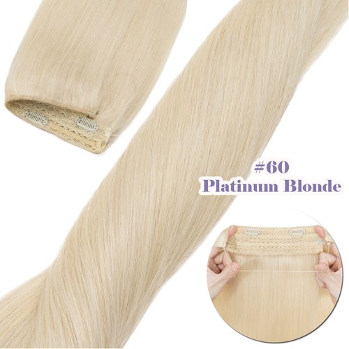 Hidden Secret Wire in One Piece THICK Human Hair Extensions Clip Headband #2T2P6