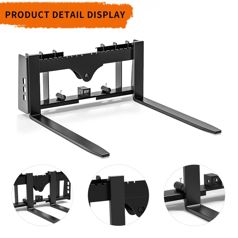 45" 2500lbs Skid Steer Pallet Attachment Blades W/Receiver Hitch & Spear Sleeves