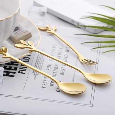 Gold Plated Stainless Steel Mini Coffee Espresso Spoon Tableware Flatware Desse