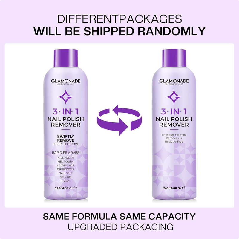 Nail Polish Remover: 8 Fl Oz Professional 3 in 1 Formula Liquid Nail Polish Remo