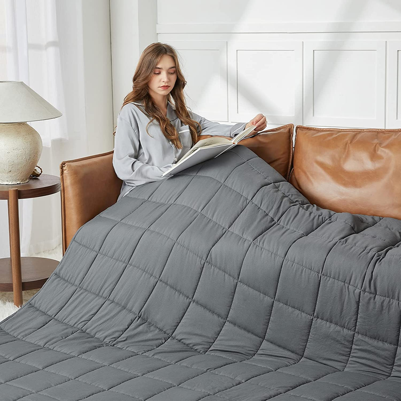 Weighted Blanket for Adults 15Lbs 60"X 80" Queen Size Dark Grey Cooling Weighted