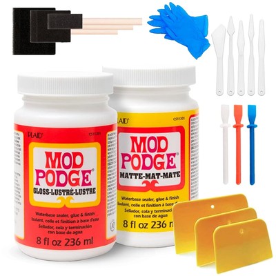 Mod Podge Bundle: 8oz Gloss & Matte Sealer with Complete Craft Accessory Kit