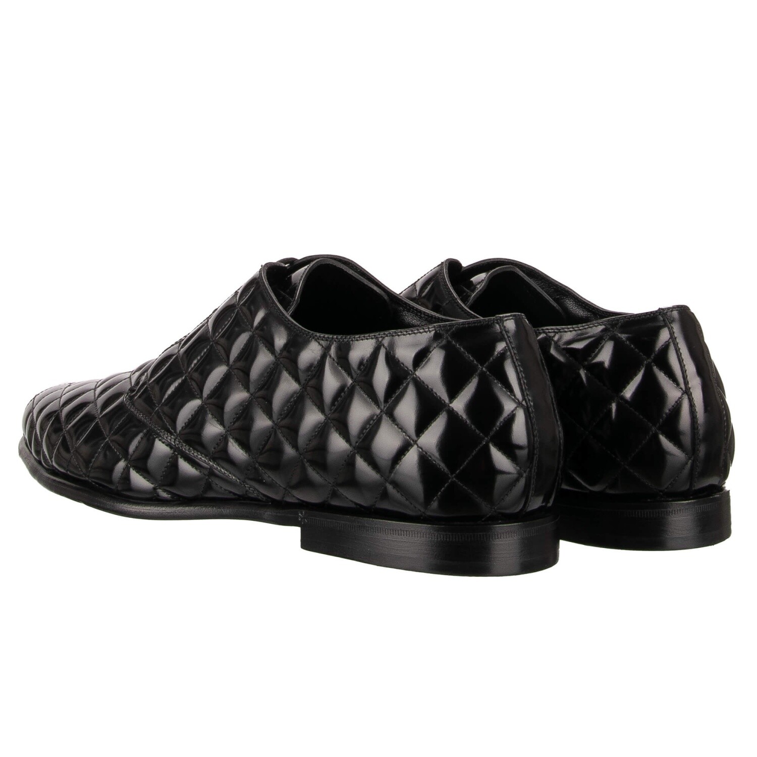 Pre-owned Dolce & Gabbana Quilted Stitched Leather Derby Shoes Copernico Black 12723
