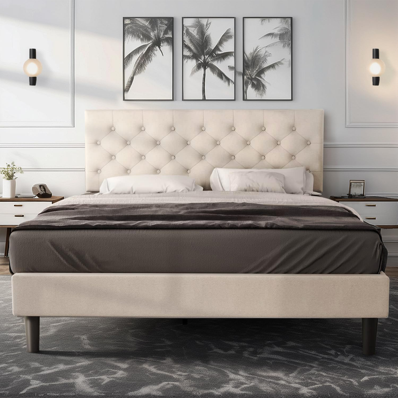 With Upholstered Headboard/modern Bed Frame No Box Spring N