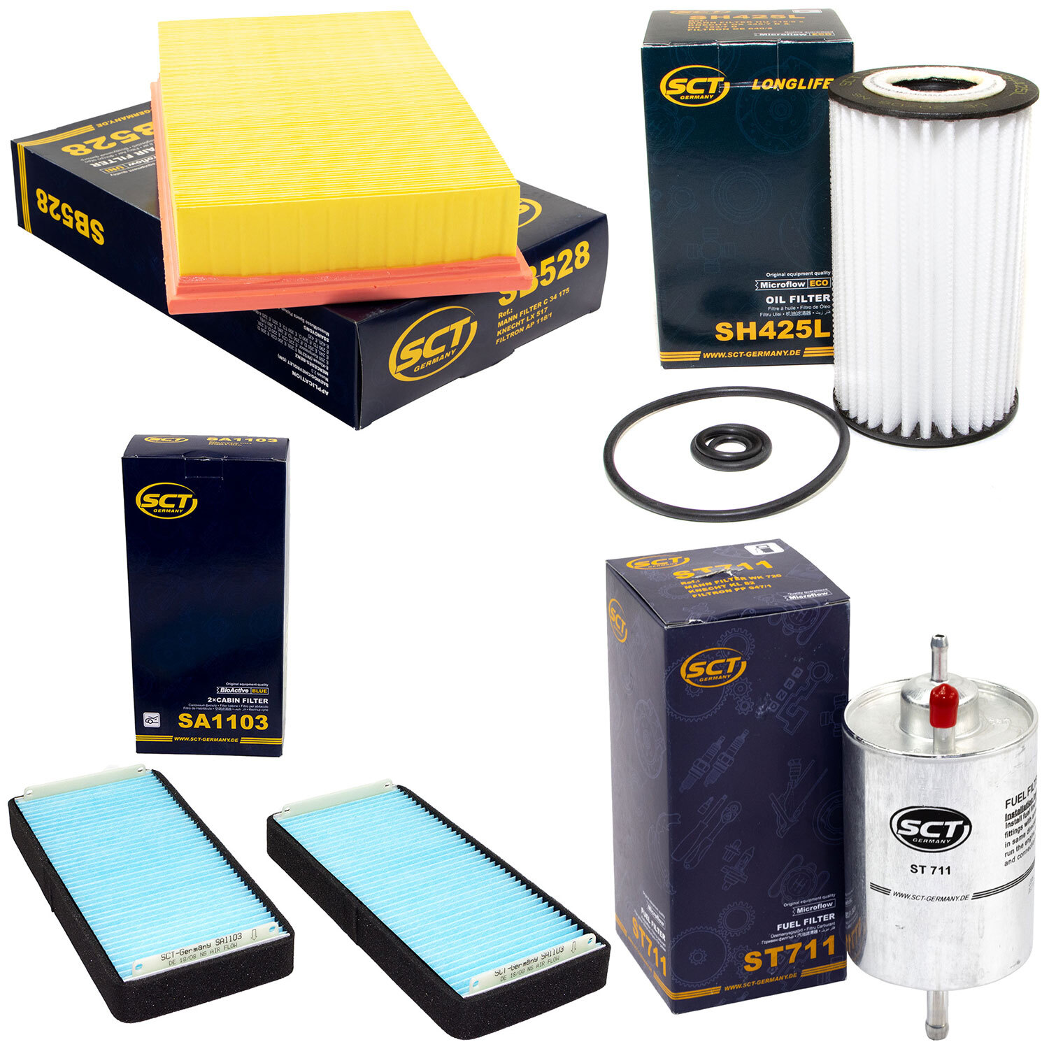 Kit de filtres SCT carburant, huile, air, intérieur pour Mercedes Classe E W210 S210