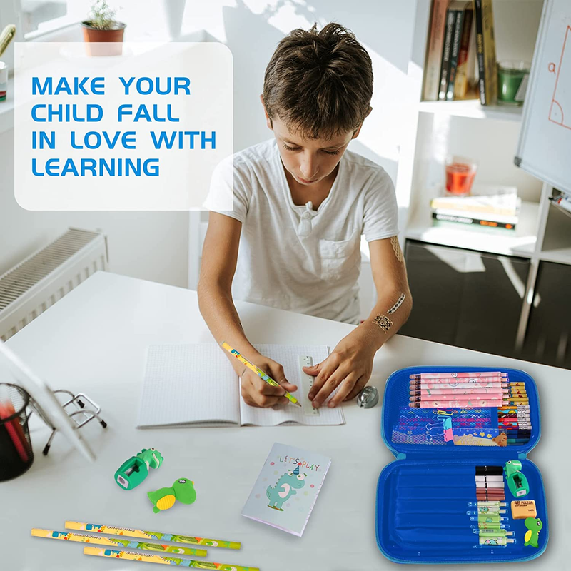 Dino Pencil Case Set: Cute 3D EVA Organizer, Back-to-School Gifts