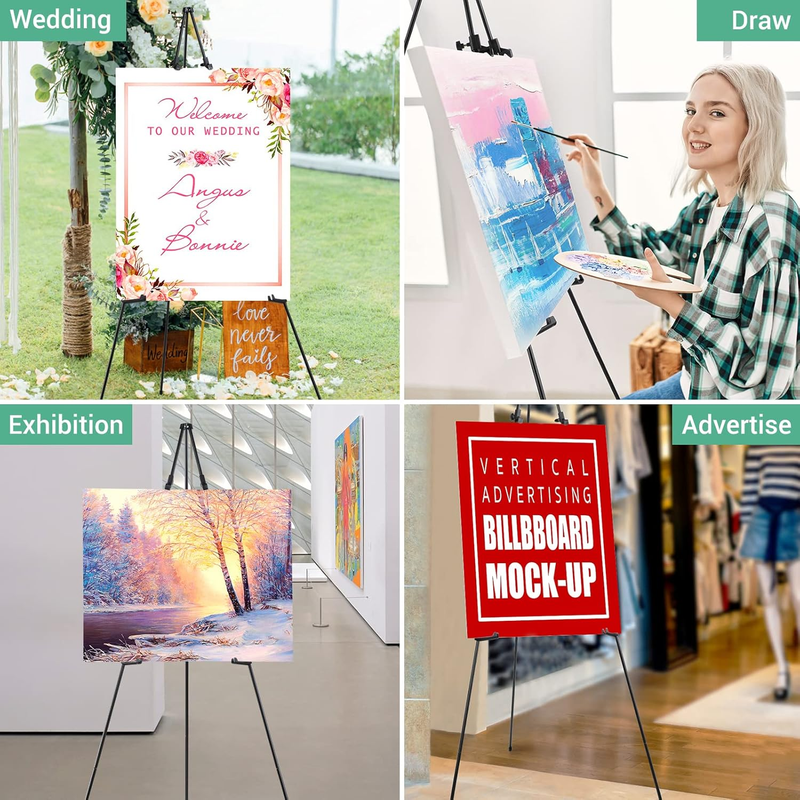 63 inch  Easel Stand, Instant Floor Poster Stand, Lightweight Collapsible and Po