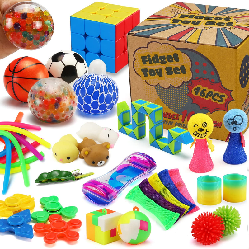 46 Pack Sensory Fidget Toys Set with Gift Box, Stress Relief and Anti-Anxiety Bu