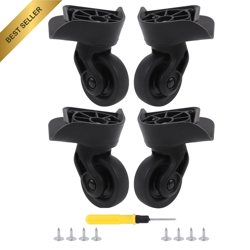 2 Pair Replacement Wheels for Luggage 360 Swivel Suitcase Casters Black 1.42 Inc
