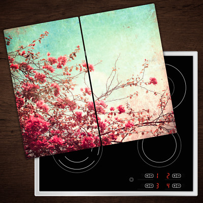 Herdabdeckplatten aus Glas Spritzschutz Vintage Blumen - 2x30x52 cm