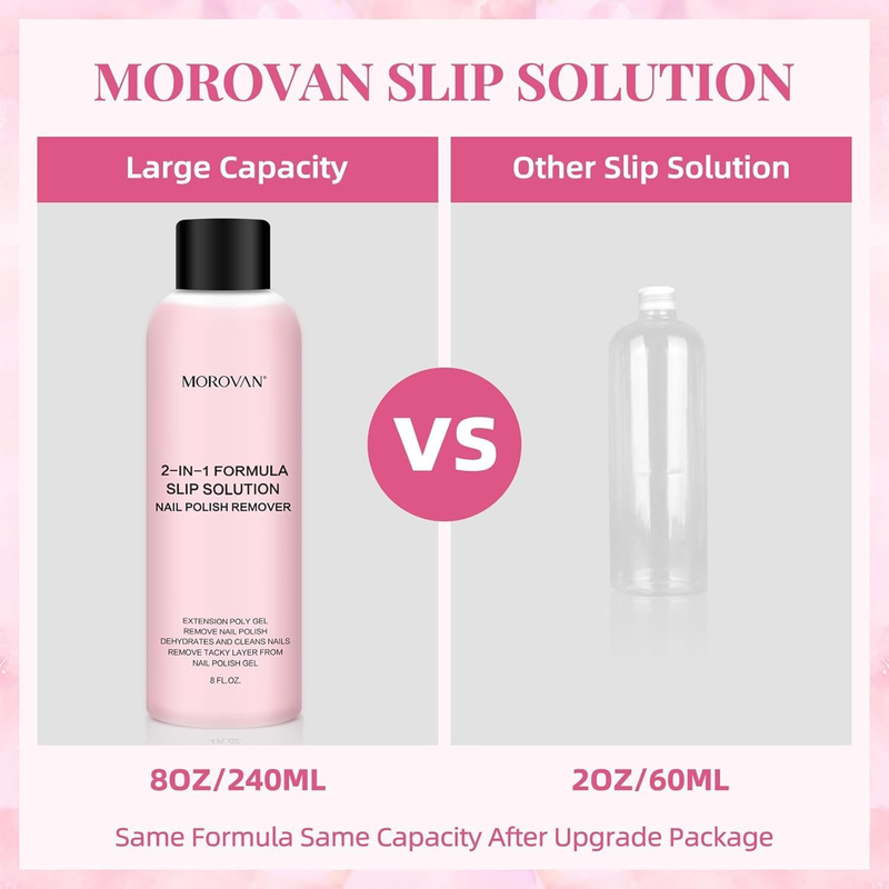 Nail Polish Remover: 8oz 2 In 1 Formula Slip Solution For Poly Gel Nails And Gel