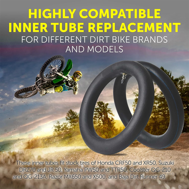 (2-Pack) 2.50/2.75-10 Dirt Bike Replacement Inner Tubes Heavy Duty|Compatible
