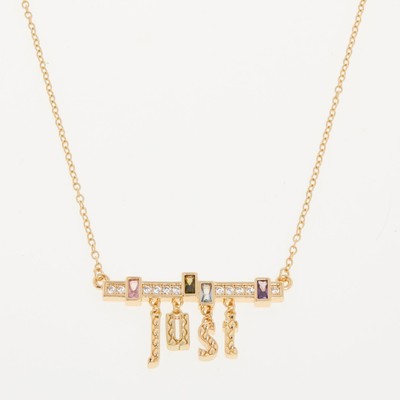 NWT Just Cavalli 585 gold-plated necklace with logo pendant
