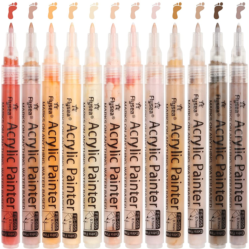 Art Skin Tones Art Markers, Acrylic Paint Pens Set Of 12 Skin Colors P�