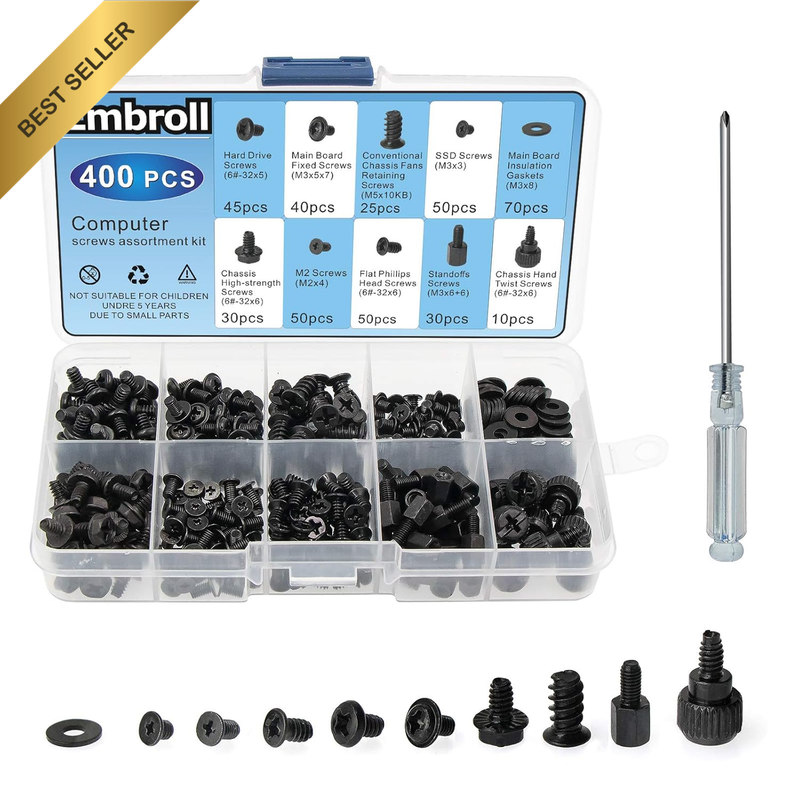 400Pcs Computer Screws Standoffs Kit SSD Screw for Universal Motherboard PC Comp