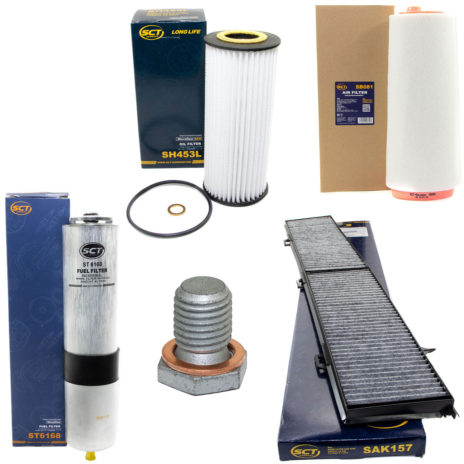 Filter Set Kraftstoff-ÖL-Luft-Innenraum + Schraube für BMW 3er 320d E90 E91 163