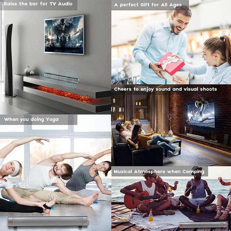 Soundbar 10W Wired and Wireless Speaker Audio Stereo Long-Standby for Smartphone