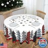 JYKCUL Christmas Tablecloth Round 60 Inch Christmas Trees Buffalo Plaid Table Cloth Xmas Winter Table Cover for Party Picnic Kitchen Dinner Decor