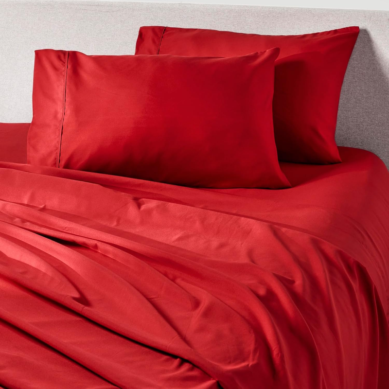 Red Velvet Sheet Set - 1500Tc Level of Softness - Extra Soft Cooling Sheets for Hot Sleepers and Night Sweats - Queen Size