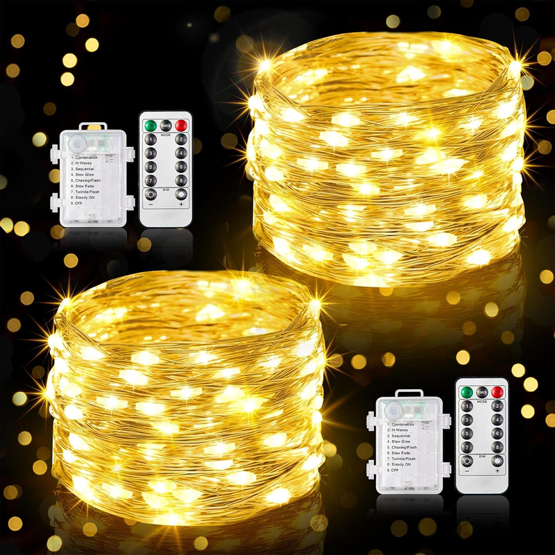 GEARLITE Lichterkette Außen Batterie, 2X10M 100 LED Mini Lichterkette Mit Batter
