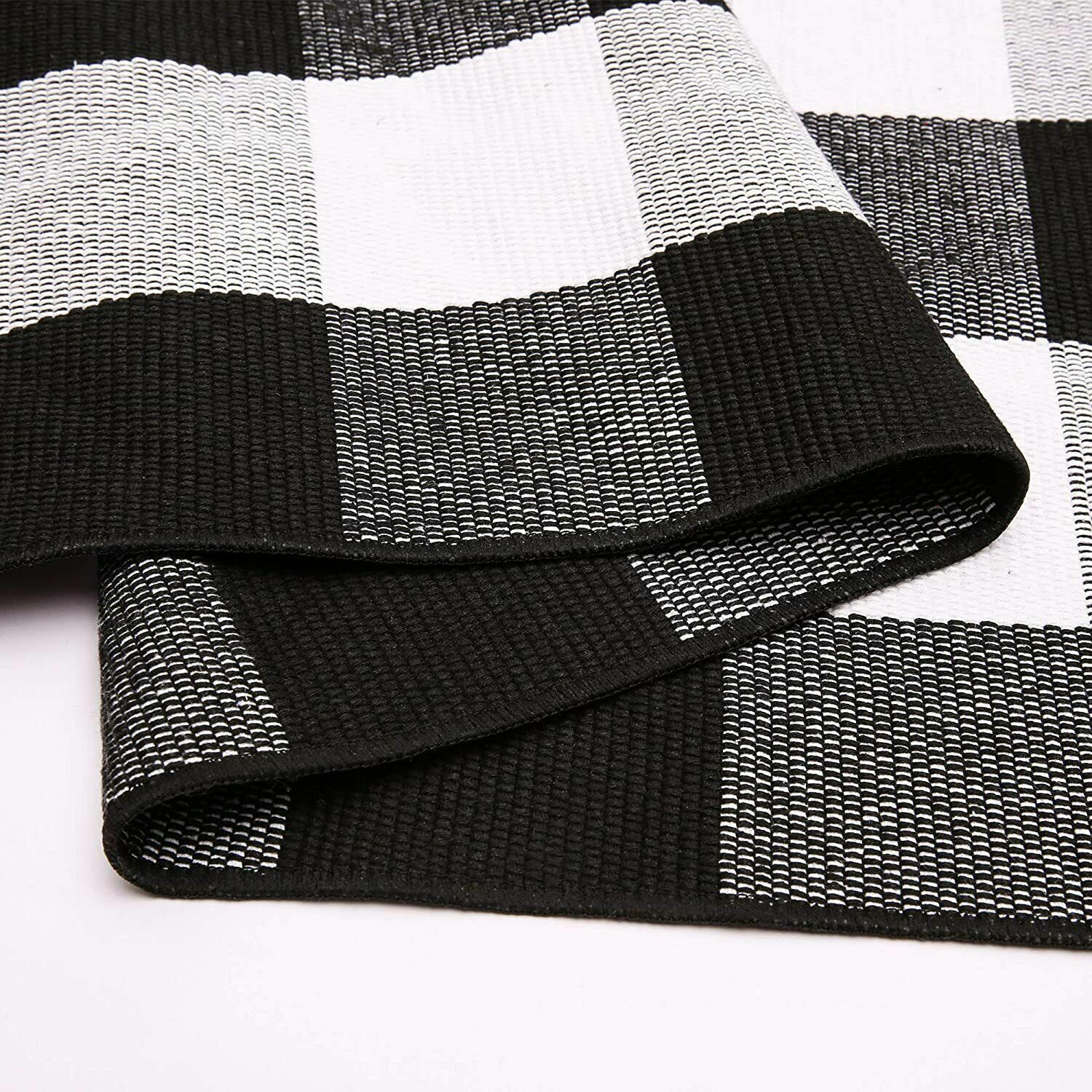 Buffalo Plaid Rug 8' x 10' Buffalo Check Rug Cotton Black and White