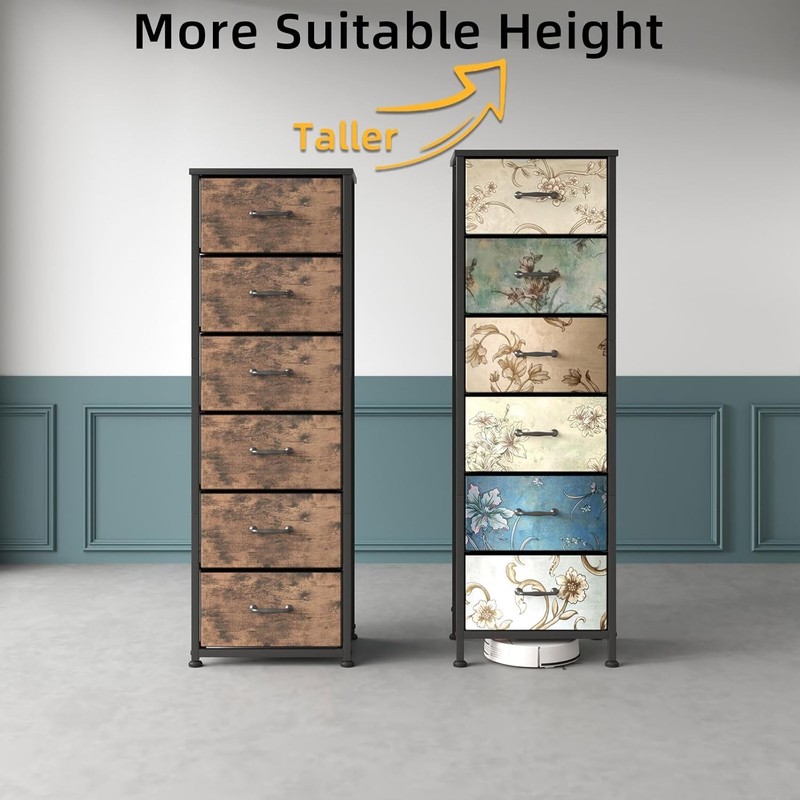 6 Drawer Dresser for Bedroom, Tall Dresser & Chests of Drawers, Fabric Dresser f