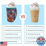 4Pack Reusable Iced Coffee Sleeve Insulator Cup Sleeves with Handle for Cold Drinks Beverages, Fits 30 – 32 Oz Large Coffee Cups (Leopard with Handle)