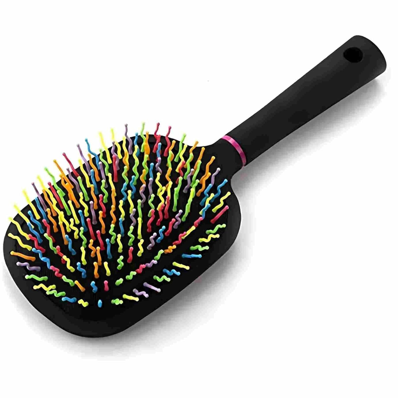 1000RB Rainbow Paddle Mane and Tail Brush Detangler Plastic Forky Comb for Horse