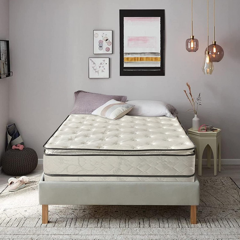 Medium Plush Pillowtop Innerspring Mattress and 4" Low Profi