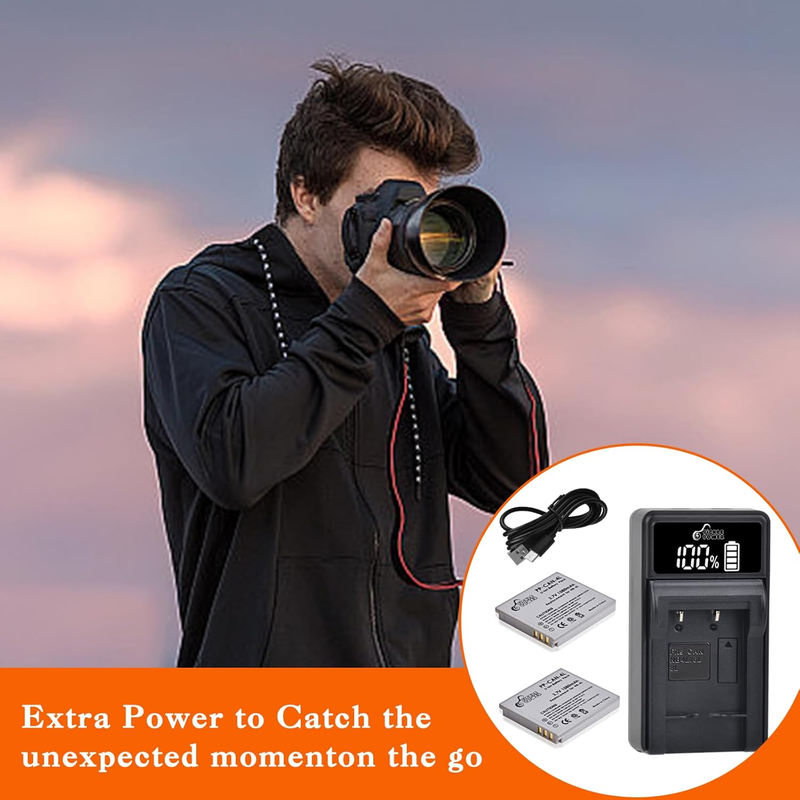 NB-4L Battery and LED Display Charger for Canon PowerShot ELPH 100 300 330 310 H