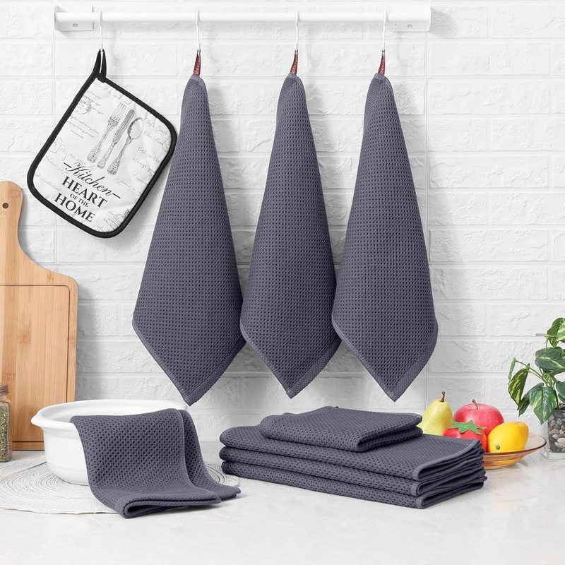 Cotton Kitchen Dish Towels Set– 4 Pack 12x12 Inch & 4 Pack 13x28 Inch Kitchen To