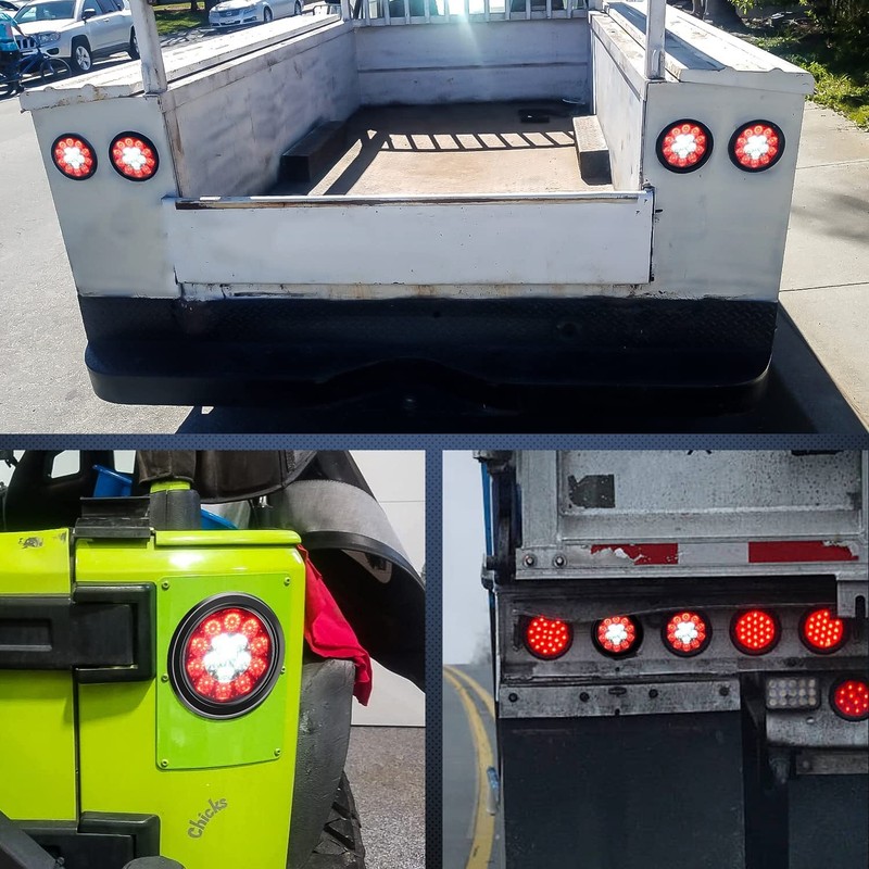 2x 4" Round Trailer Truck RV Tail Lights 16LED Stop Brake Running Reverse Light