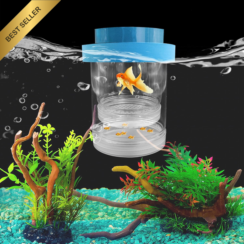 Large Floating Fish Breeding Box, Plastic Breeding Box for Fish Tank with Suctio