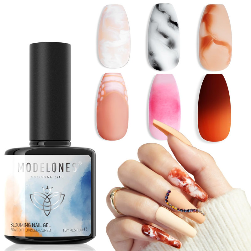 Blooming Gel Nail Polish, 15Ml Clear Marble Nail Design Kit, Nail Art Accessorie