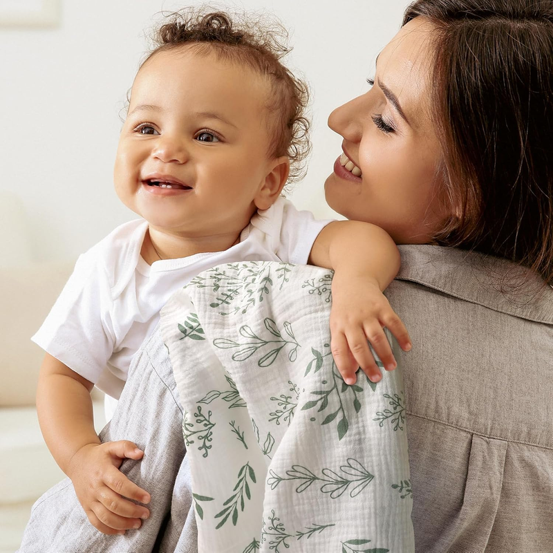 Muslin Swaddle Blankets for Newborn, 3 Pack Breathable Soft Receiving Blanket, L