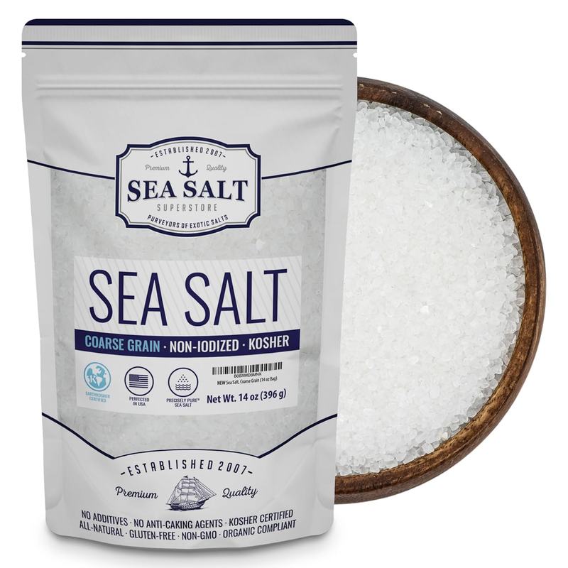 Sea Salt, Coarse Grain, Salt for Grinder Refill - 14 Oz Bag