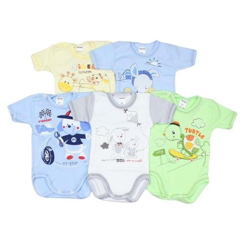 TupTam Unisex Baby Kurzarm-Body mit Aufdruck Spruch 5er Set