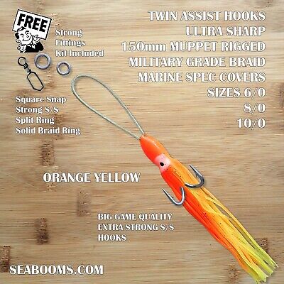 Assist hook twin big game super strong stainless steel silver hooks muppet rig 5