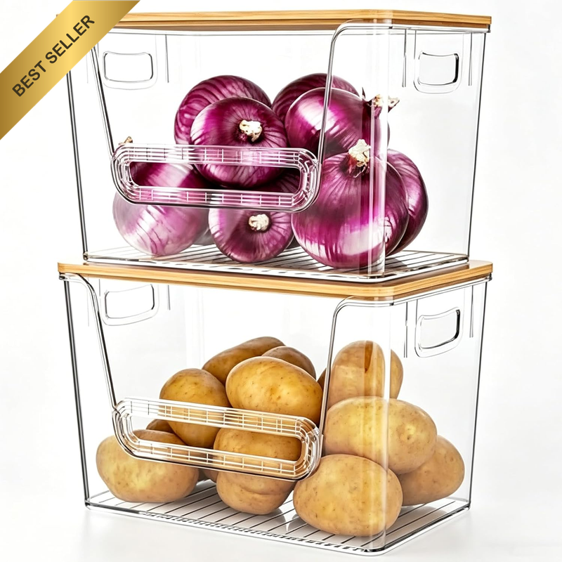 2 Set Pantry Organizers and Storage, Trash Bag Holder under Sink Organizer for 4