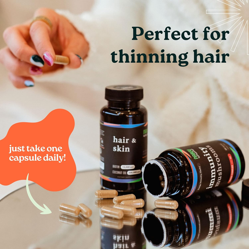 Biotin with Organic Coconut Oil Healthy Hair, Skin & Nails Promotes Hair Growth
