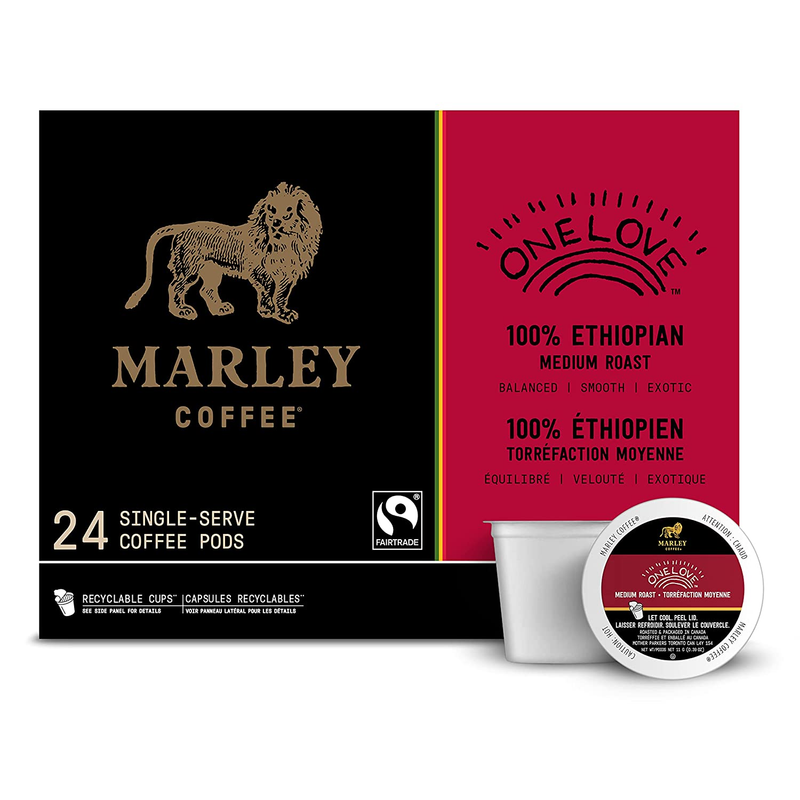 Marley Coffee One Love, 100% Ethiopian, Medium Roast Coffee,