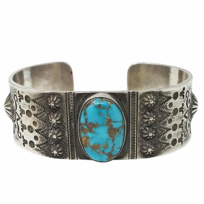 Edison Sandy Smith, Bracelet, Royal Blue Royston Turquoise, Navajo Made, 6 7/8''