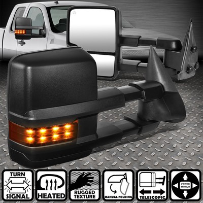 ДЛЯ 03-07 CHEVY SILVERADO ЗЕРКАЛА ЗАДНЕГО ВИДА С ЭЛЕКТРОПРИВОДОМ + ПОДОГРЕВОМ + ЯНТАРНЫМ СВЕТОДИОДНЫМ СИГНАЛОМ ЧЕРНЫЙ