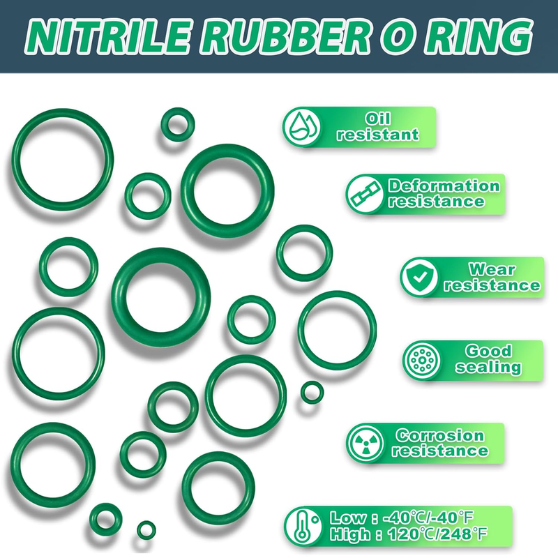 595 Pcs Air Conditioning O Ring Kit,36 Size Seal Rubber O-Rings Assortment Set f