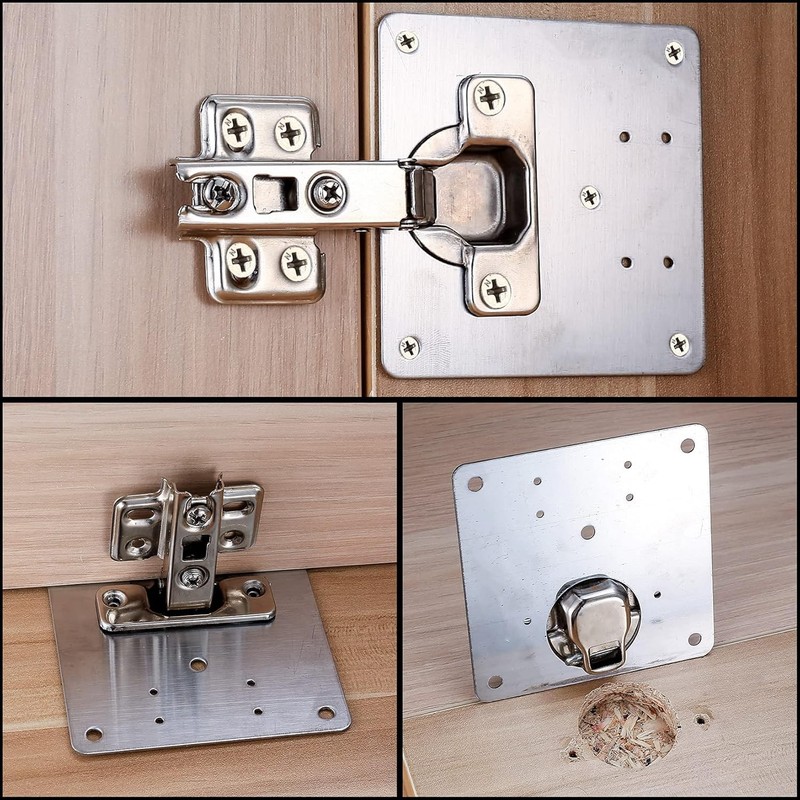 2Pcs Cabinet Hinge Repair Plates with Screws Screwdriver Hinge Repair Clips