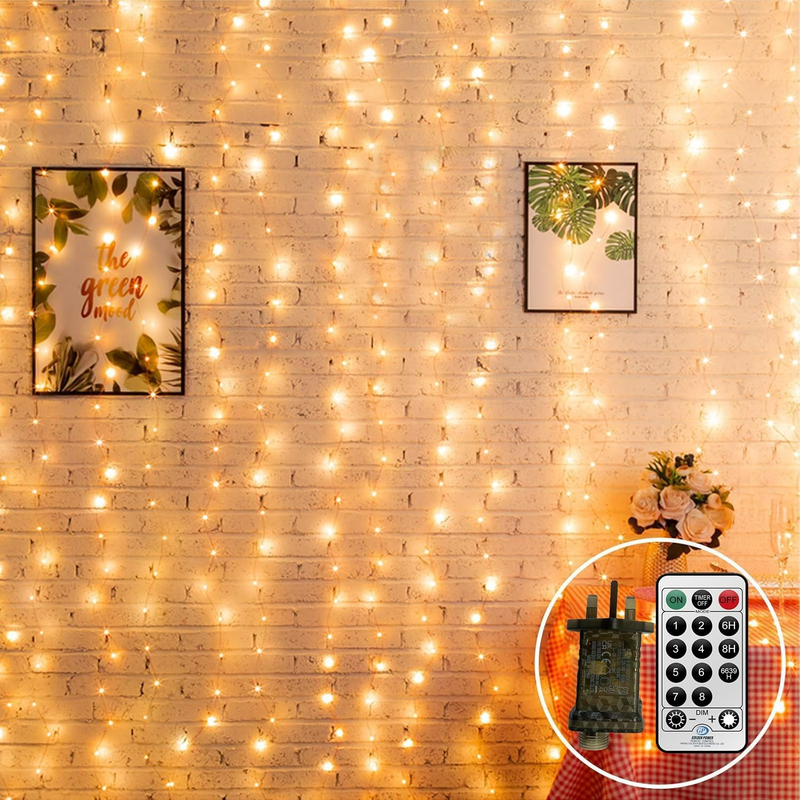 CORST 2MX2M Curtain Lights Plug In, 204LED Window Curtain Light Backdrop Indoor