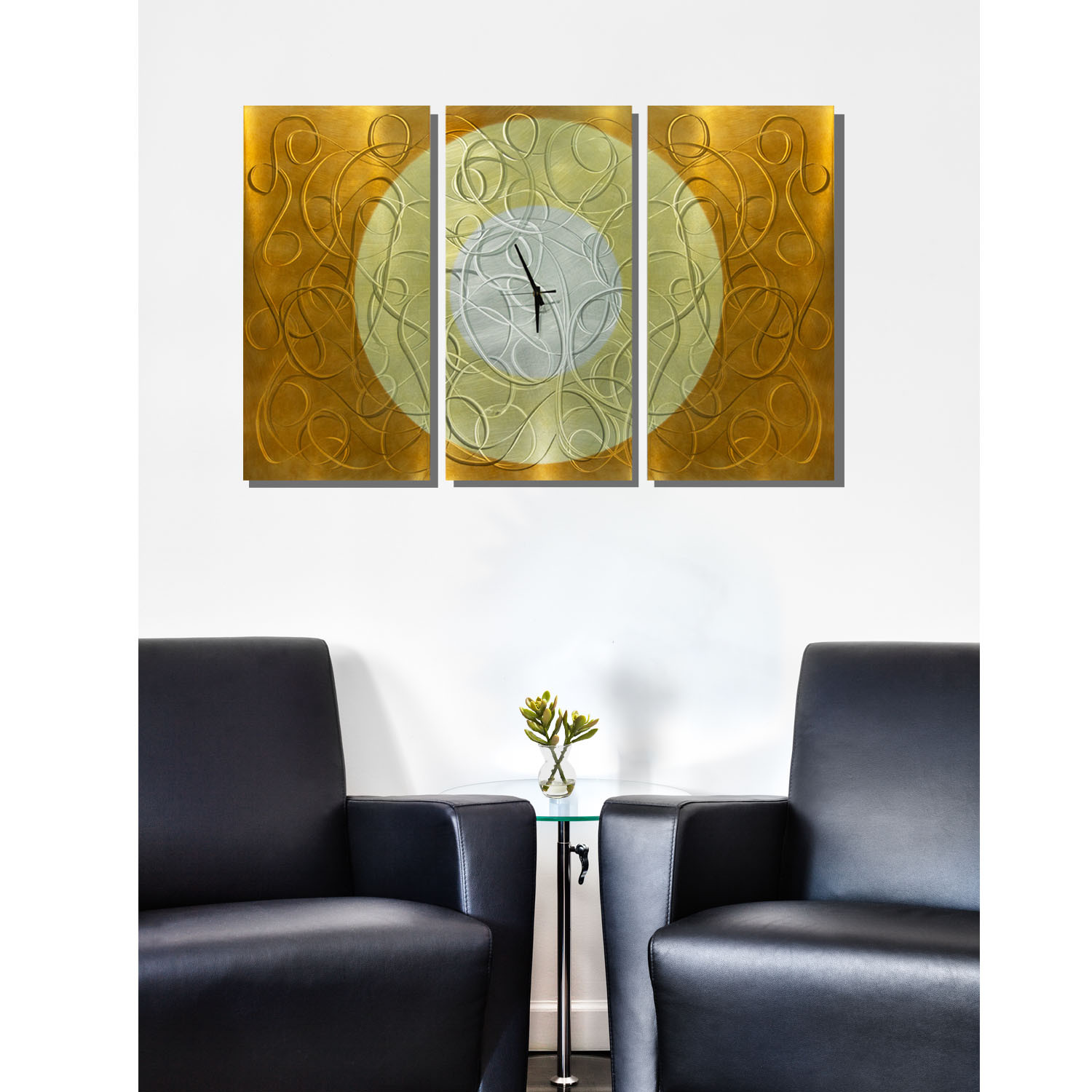 Metal Wall Clock ULTRA MODERN Wall Clock Art Gold Silver ORIGINAL ART