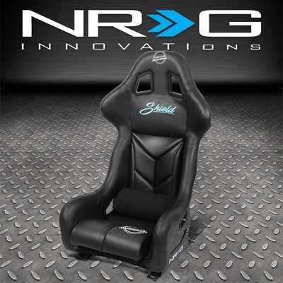 Ковшеобразное сиденье NRG Innovations Shield, одобренное FIA из черного винила с фиксированной спинкой, Большое