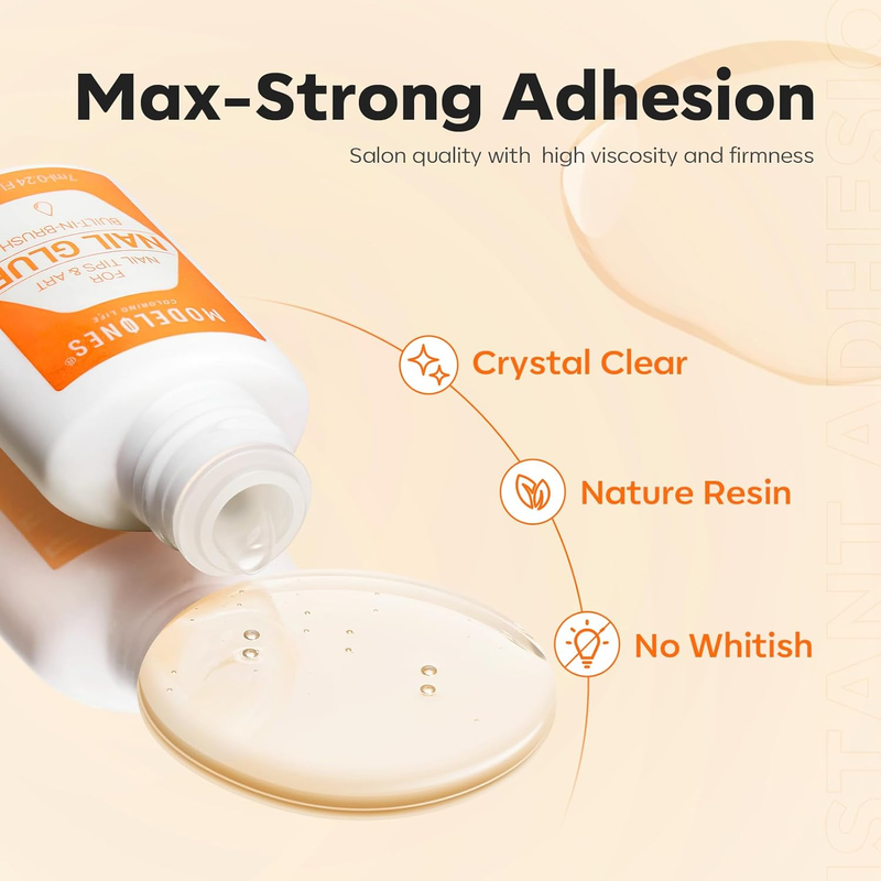 Nail Glue for Press On Nails Glue Strong 2pcs 14 ml Nails Tips Glue Brush On Nai