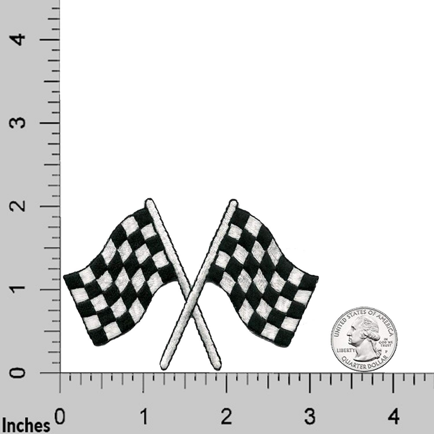 Racing Flags Patches  (2-Pack) Flag Embroidered Iron on Patch Applique   - Picture 2 of 3
